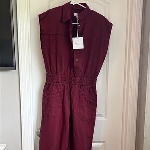 pistola Sleeveless Utility Jumpsuit in Burgundy